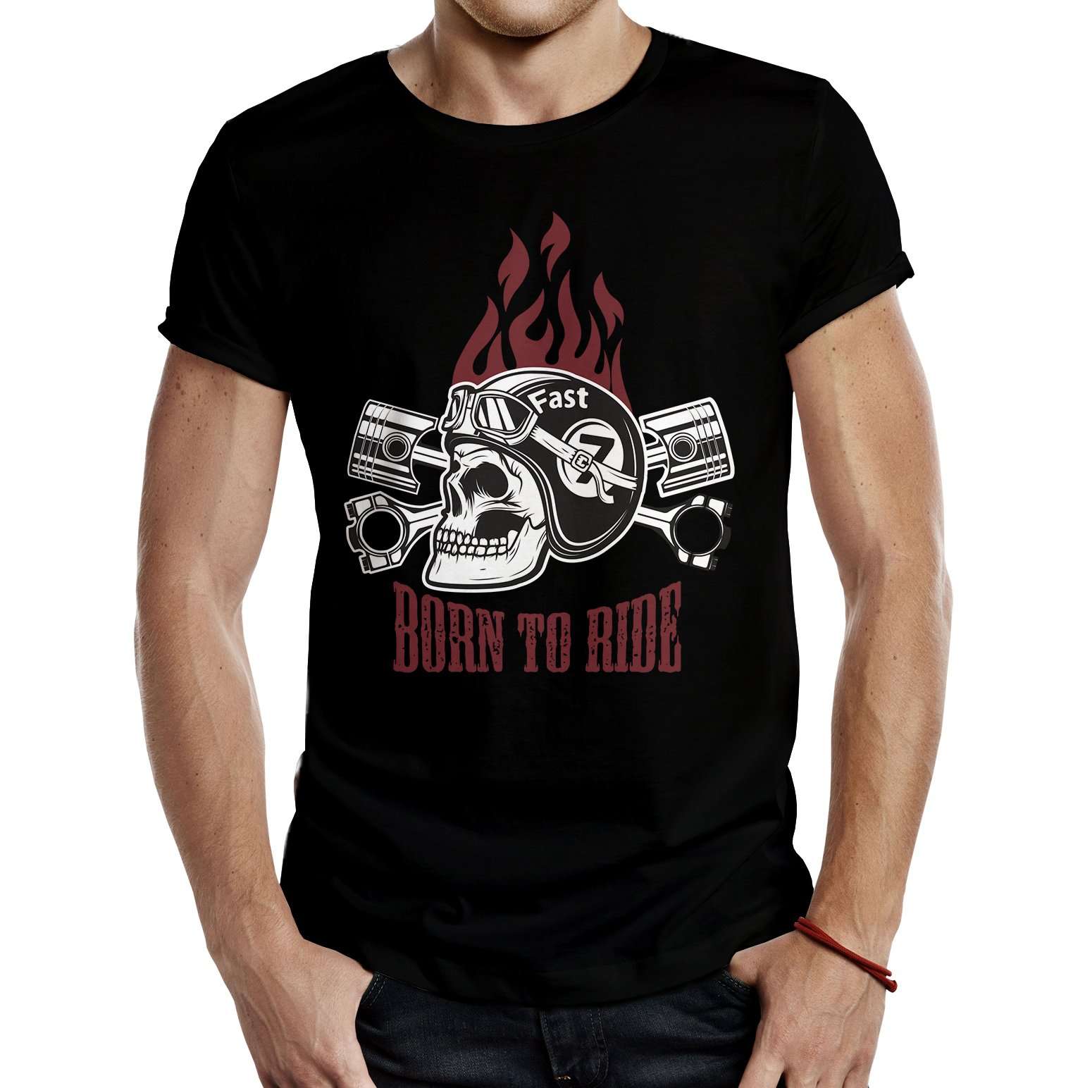 Camiseta Motera Born To Ride Negra