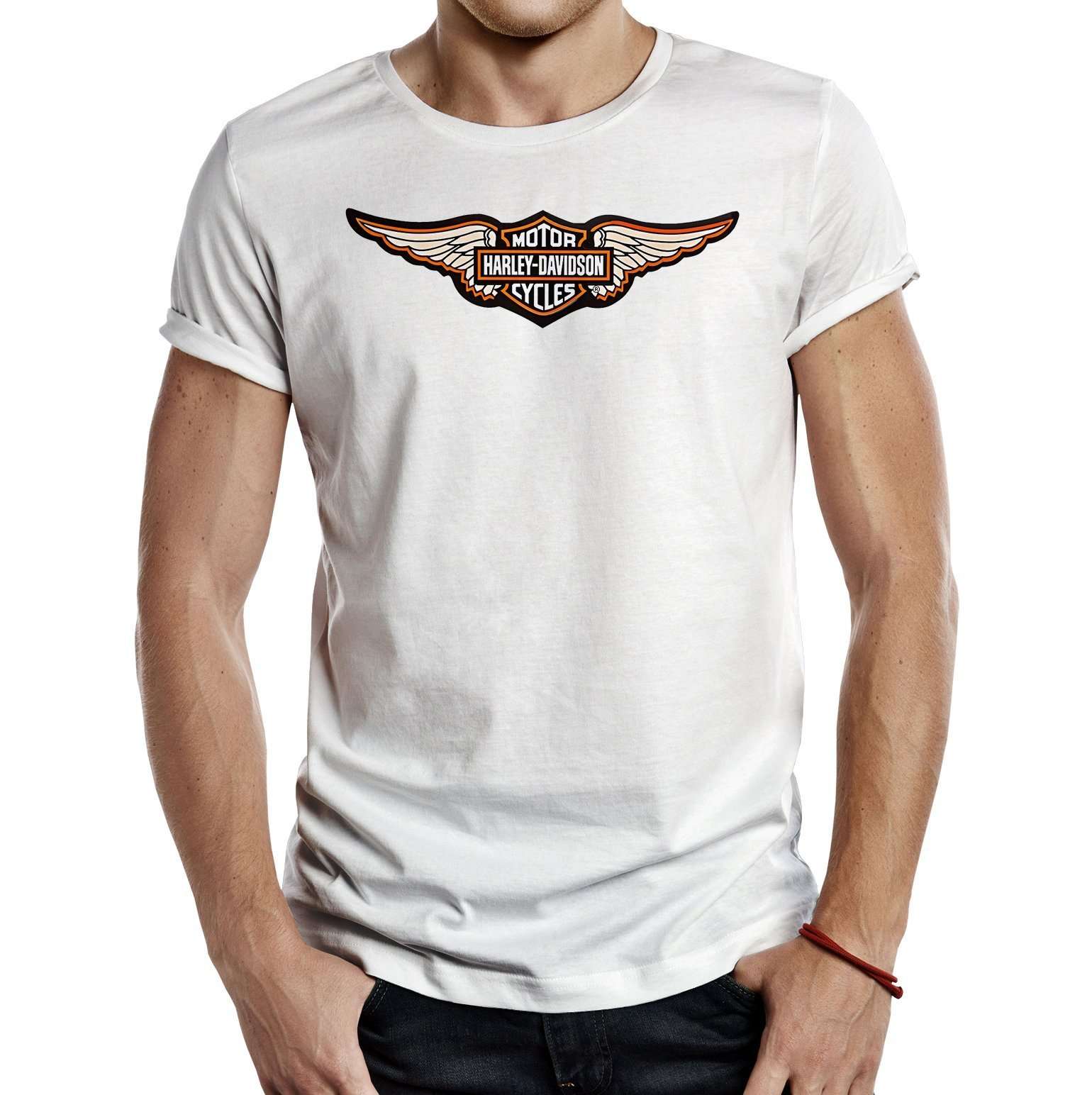 Camiseta Motera Harley Davidson Wings Blanca