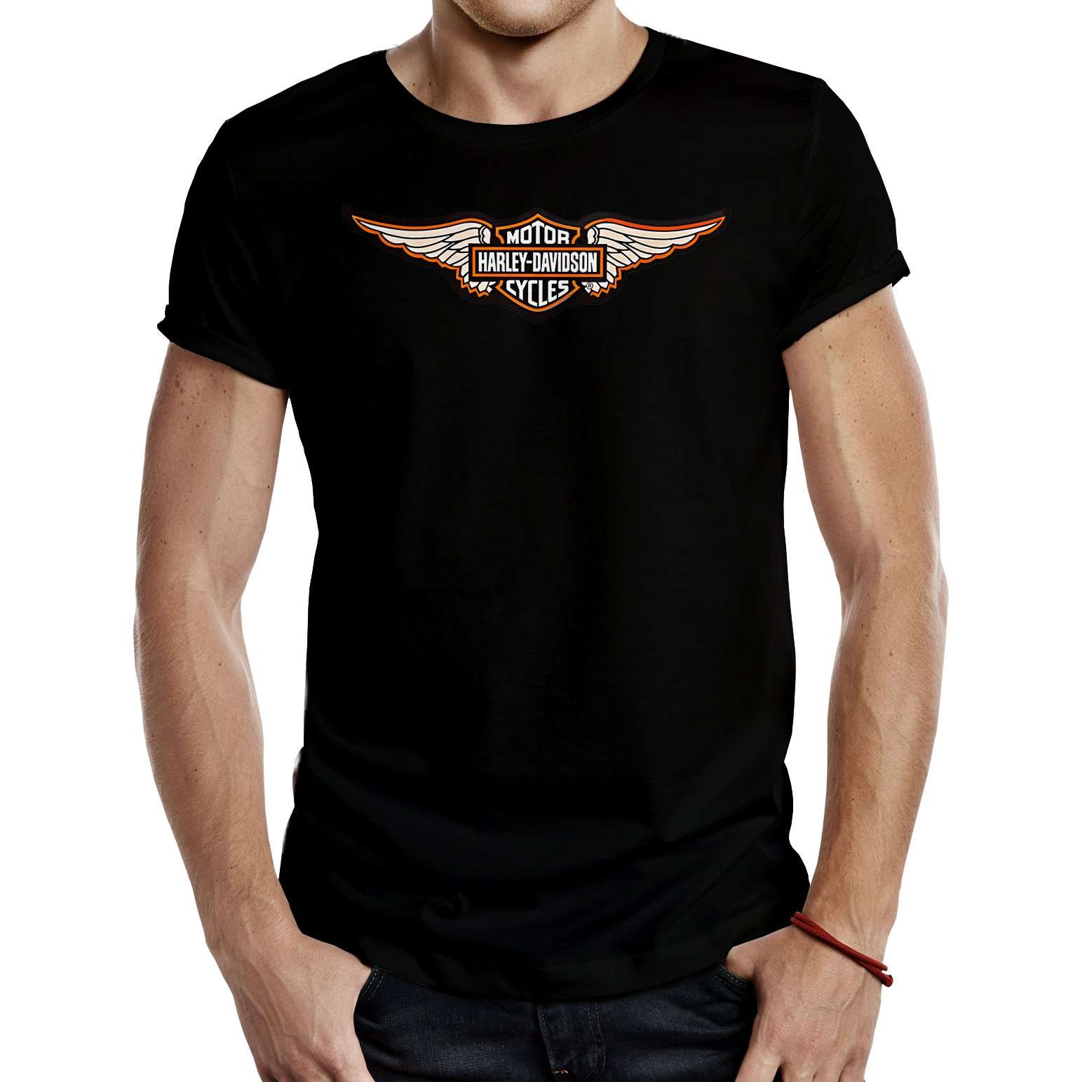 Camiseta Motera Harley Davidson Wings Negra