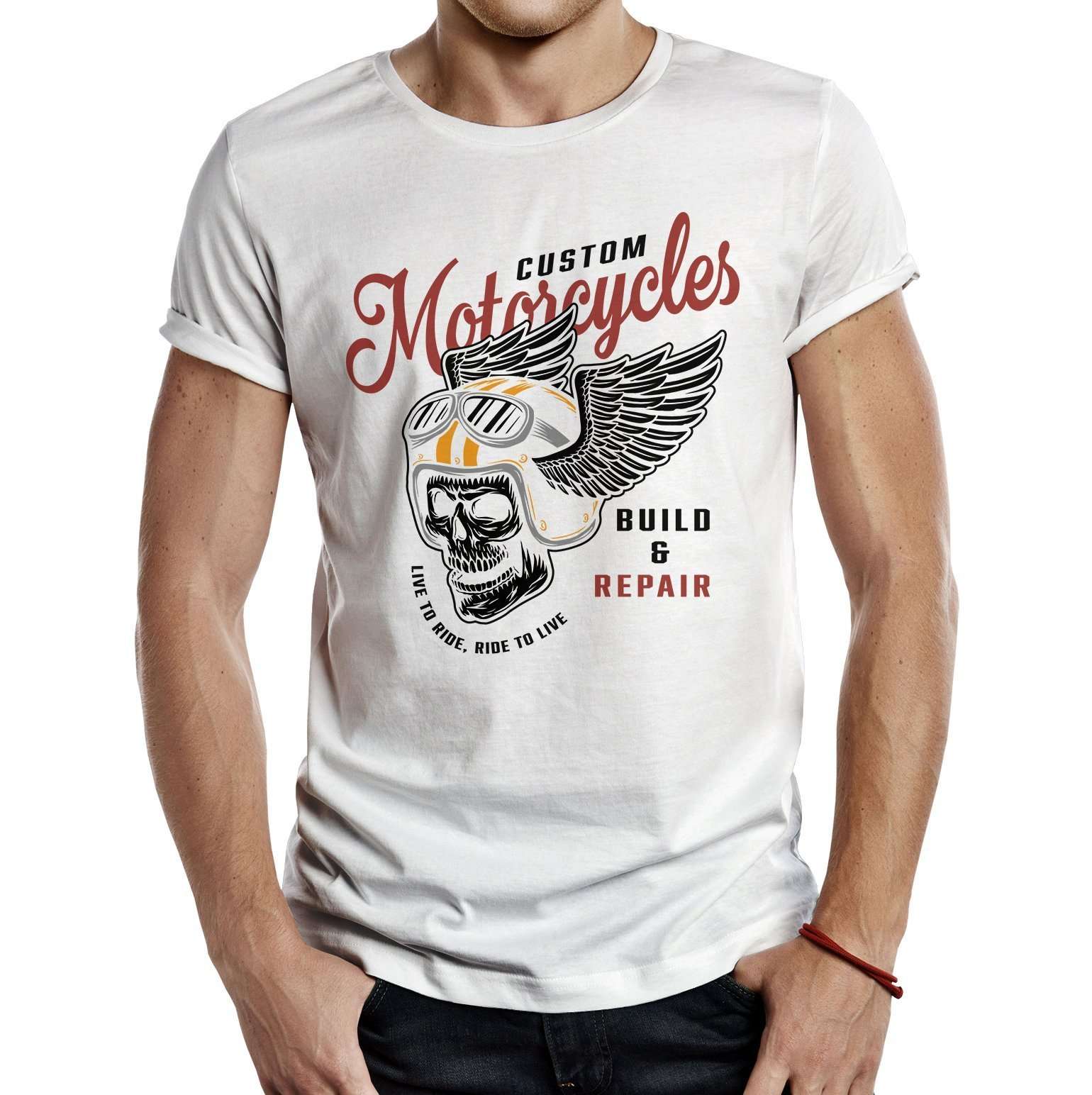 Camiseta Motera Build Repair Blanca