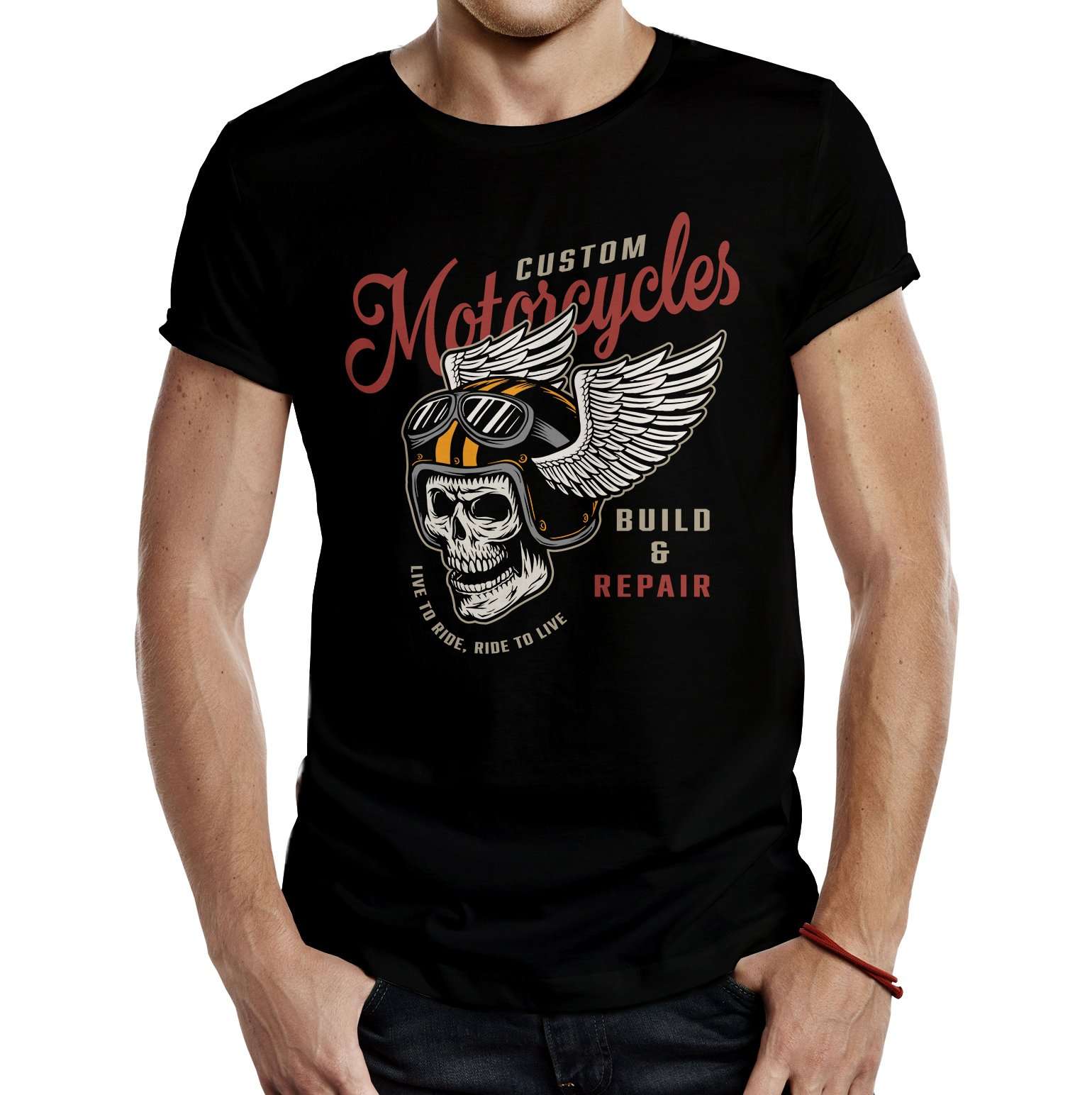 Camiseta Motera Build Repair Negra