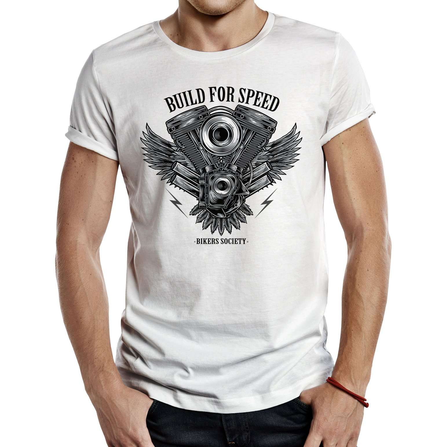 Camiseta Motera Build for Speed Blanca