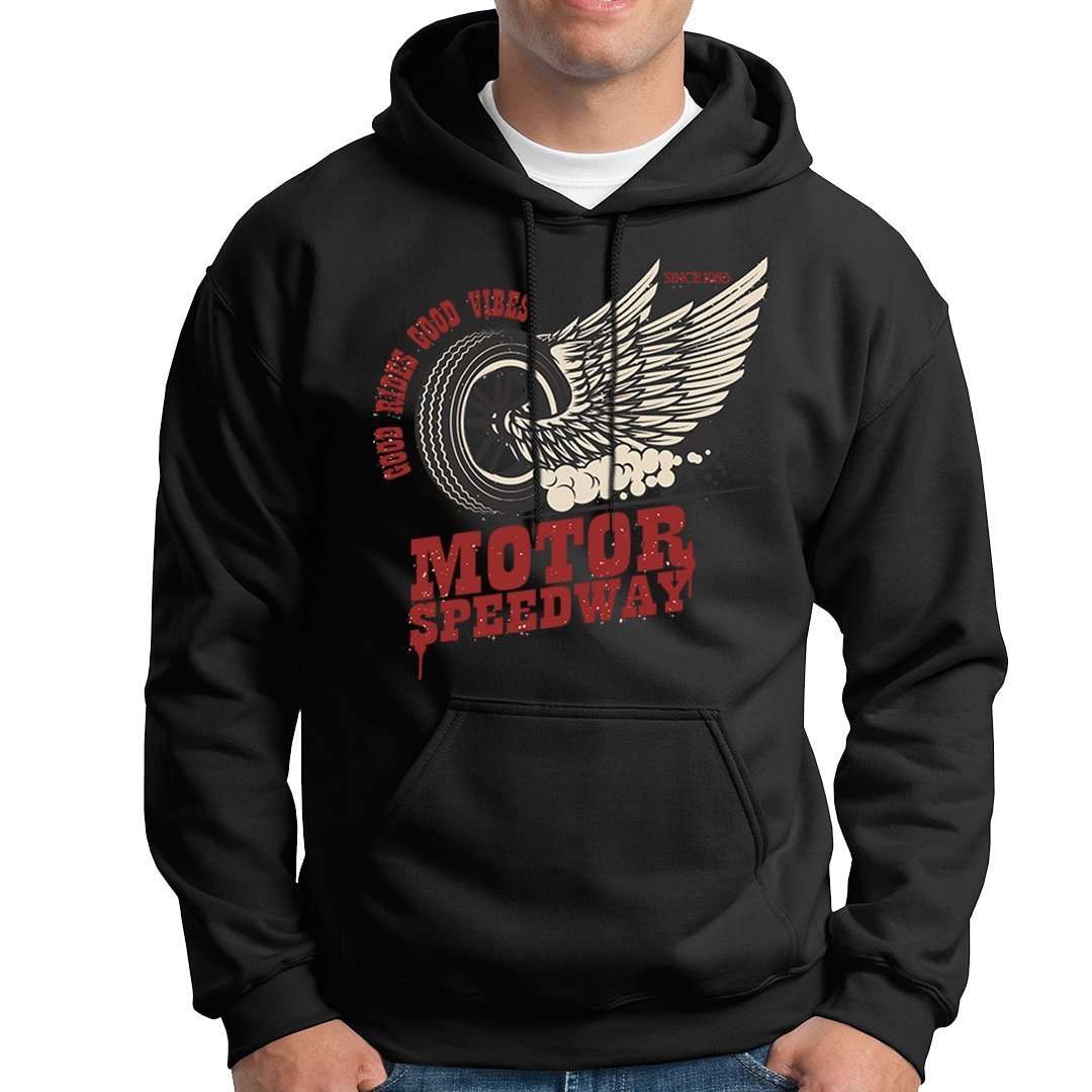 Sudadera Capucha Motera Racer Motor Speedway Negra