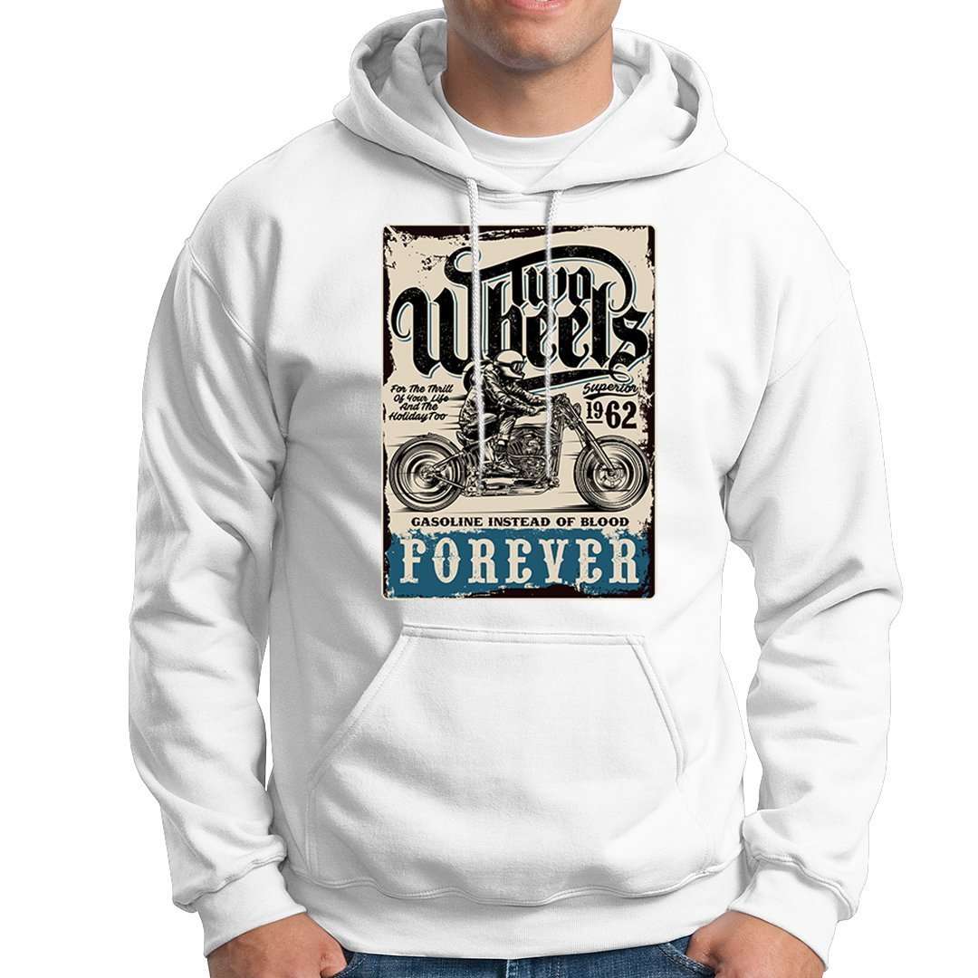 Sudadera-Capucha-Motera-Two-Wheels-Forever-Blanca Sudadera Capucha Motera Two Wheels Forever Blanca