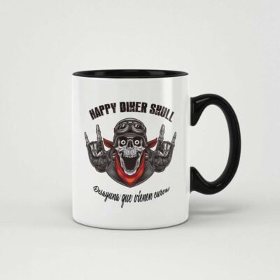 Taza Happy Biker Skull