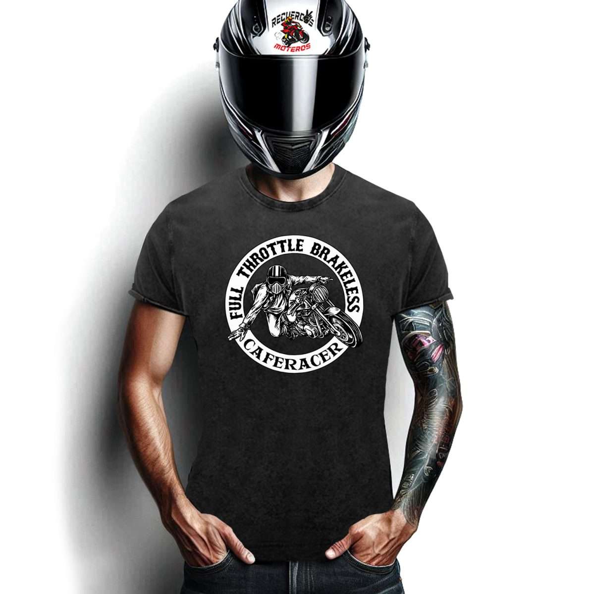 40540580 - man wearing blank t-shirt caferacer throttle brakeless husky scaled