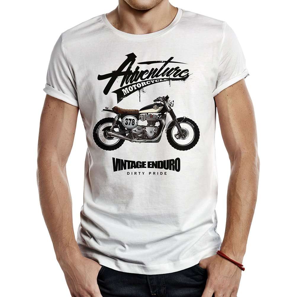 camiseta Adventure vintage enduro blanca