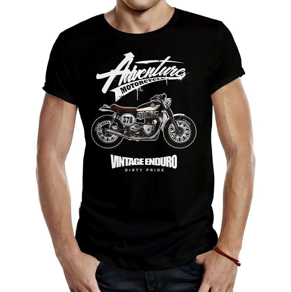camiseta Adventure vintage enduro negra