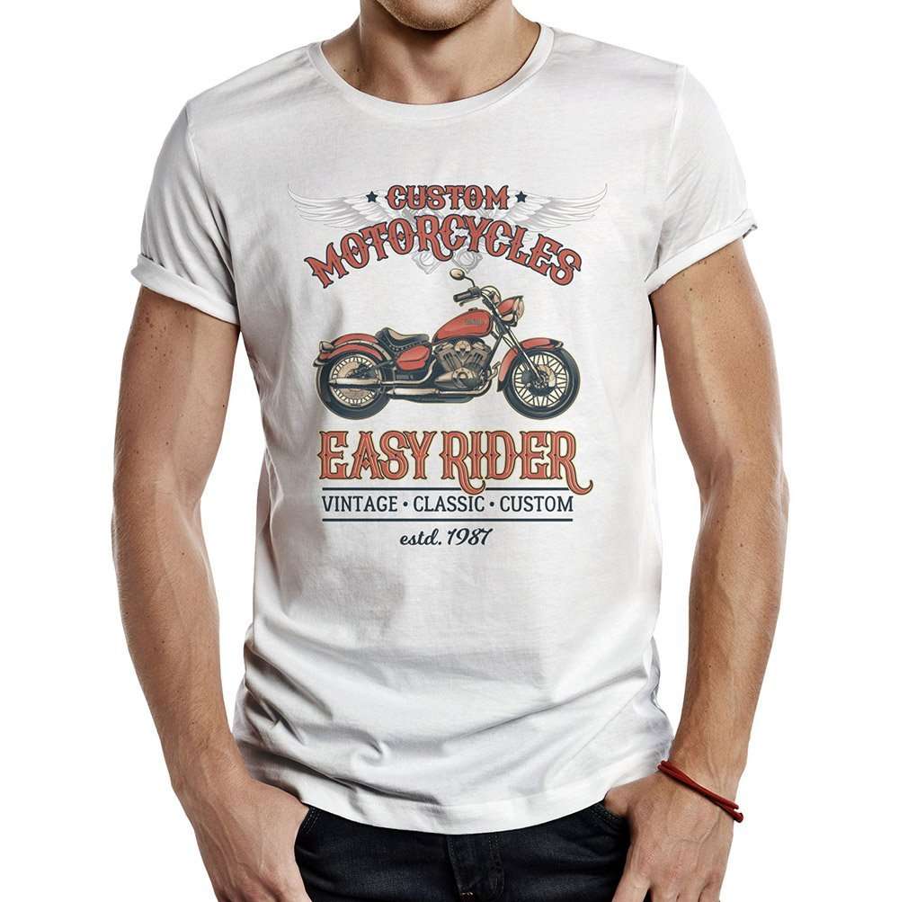 camiseta Easy Rider motorcycle blanca