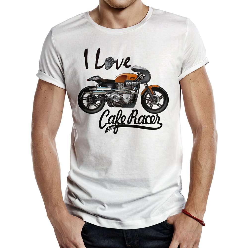 camiseta I love Cafe Race blanca