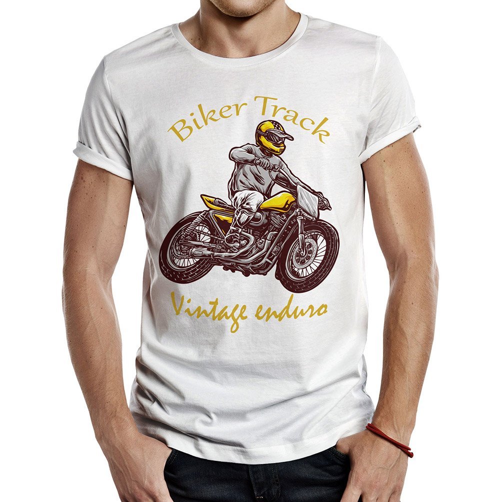camiseta biker track custom blanca