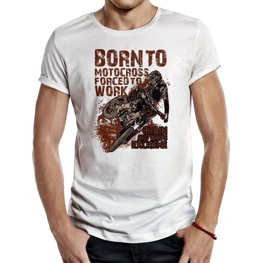 camiseta born to motocross blanca