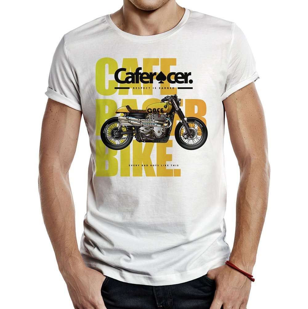 camiseta cafe race bike bad boys blanca