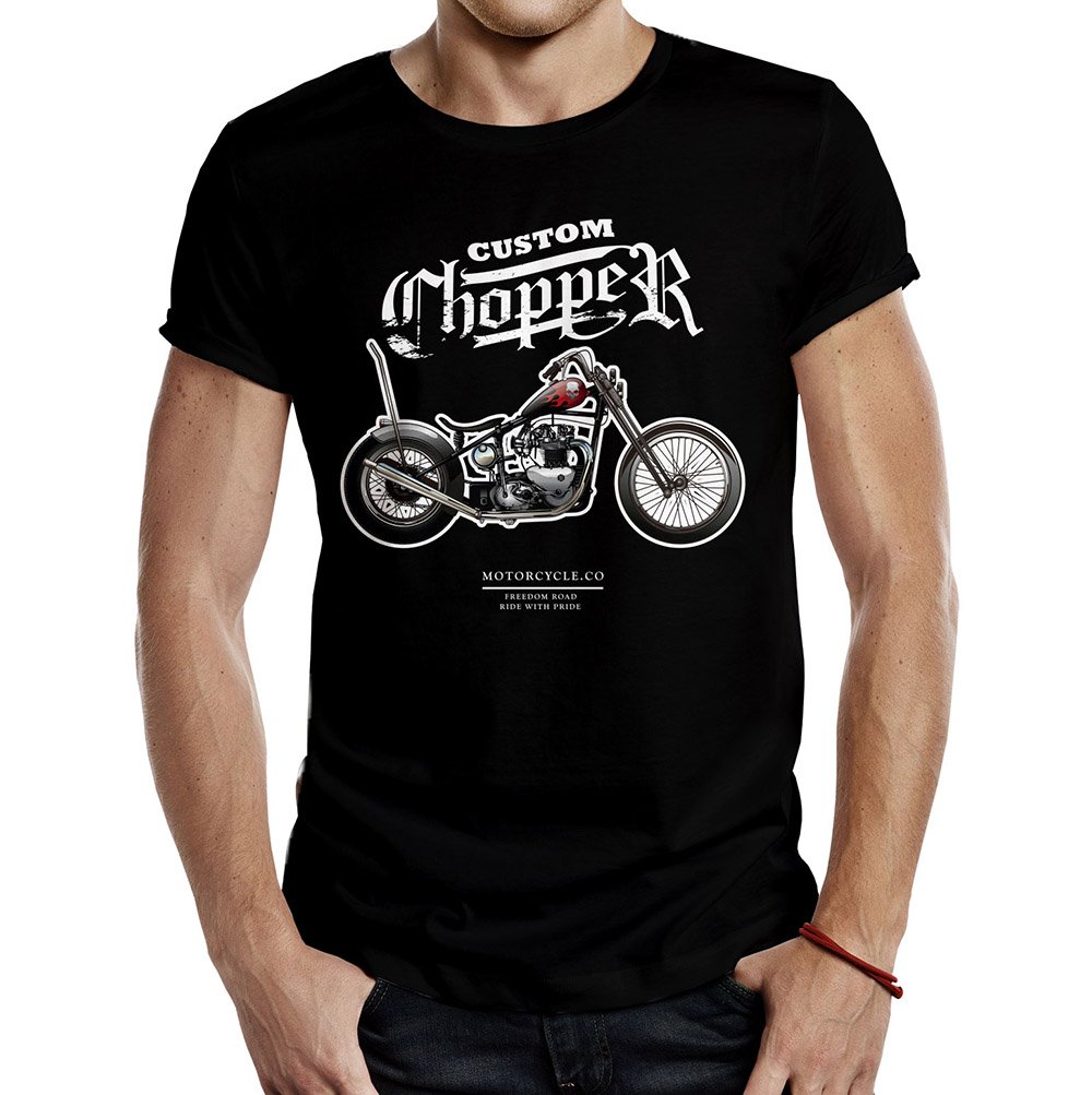 camiseta custom chopper motorcycle negro