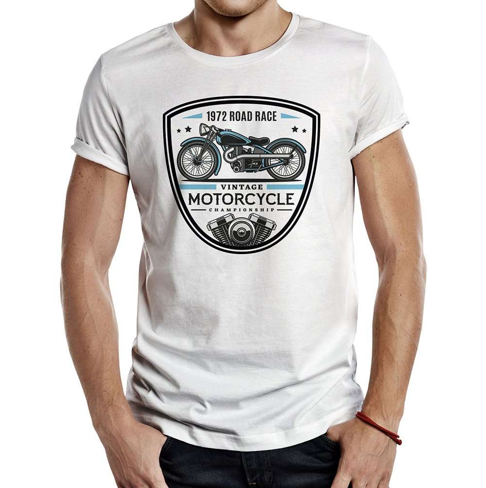 camiseta emblema road race 1972 blanca