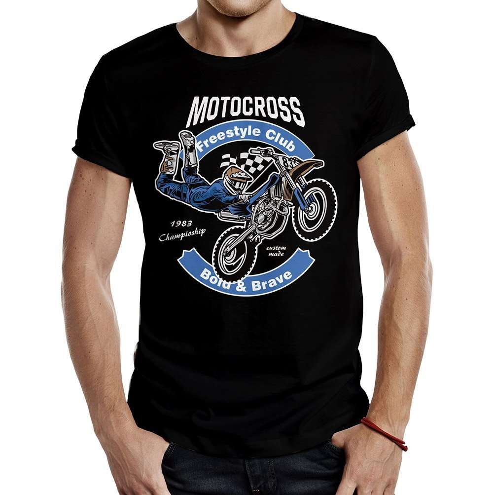 camiseta motocross frestyle club negra