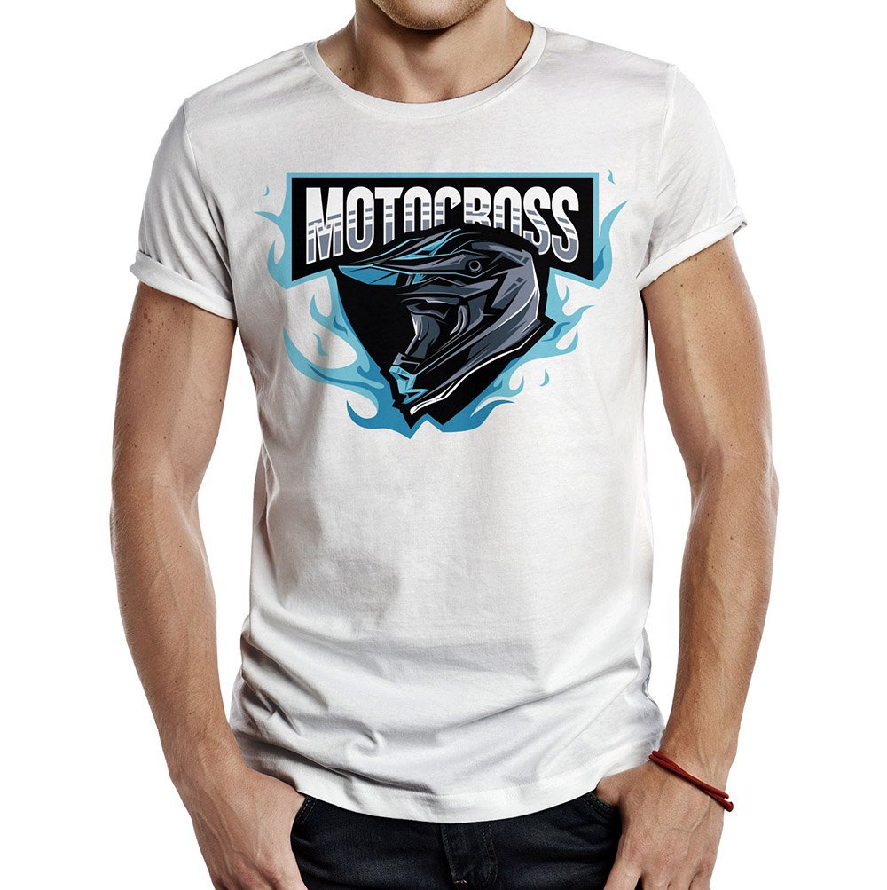camiseta motocross helmet blanca