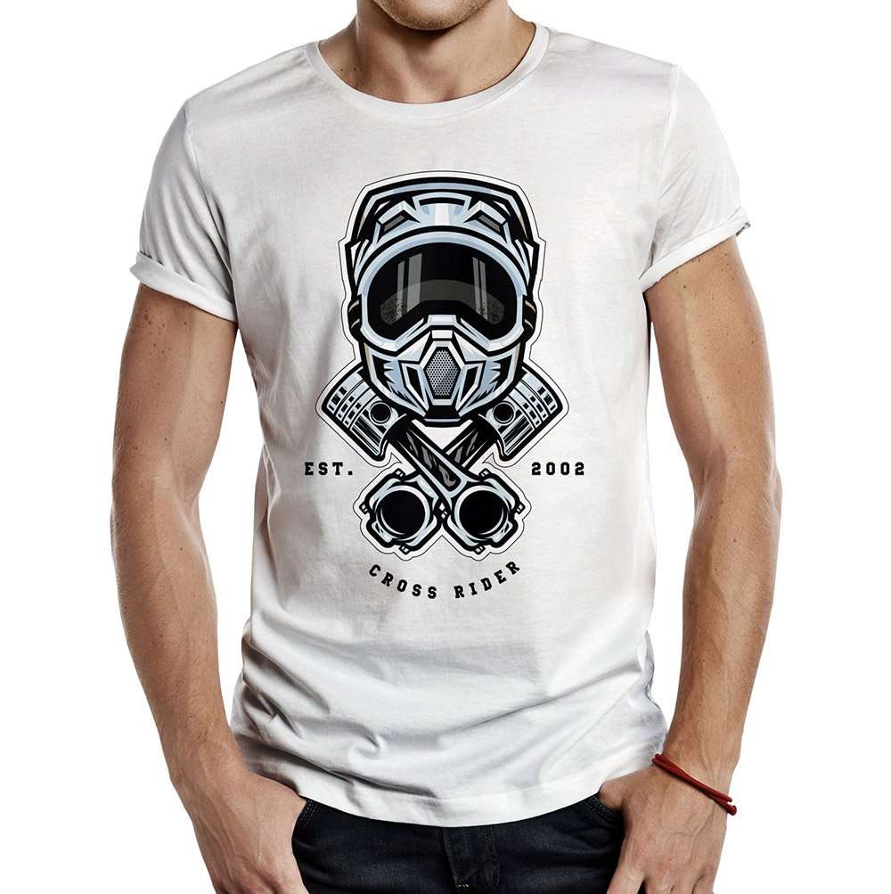 camiseta motocross helmet pistons blanca