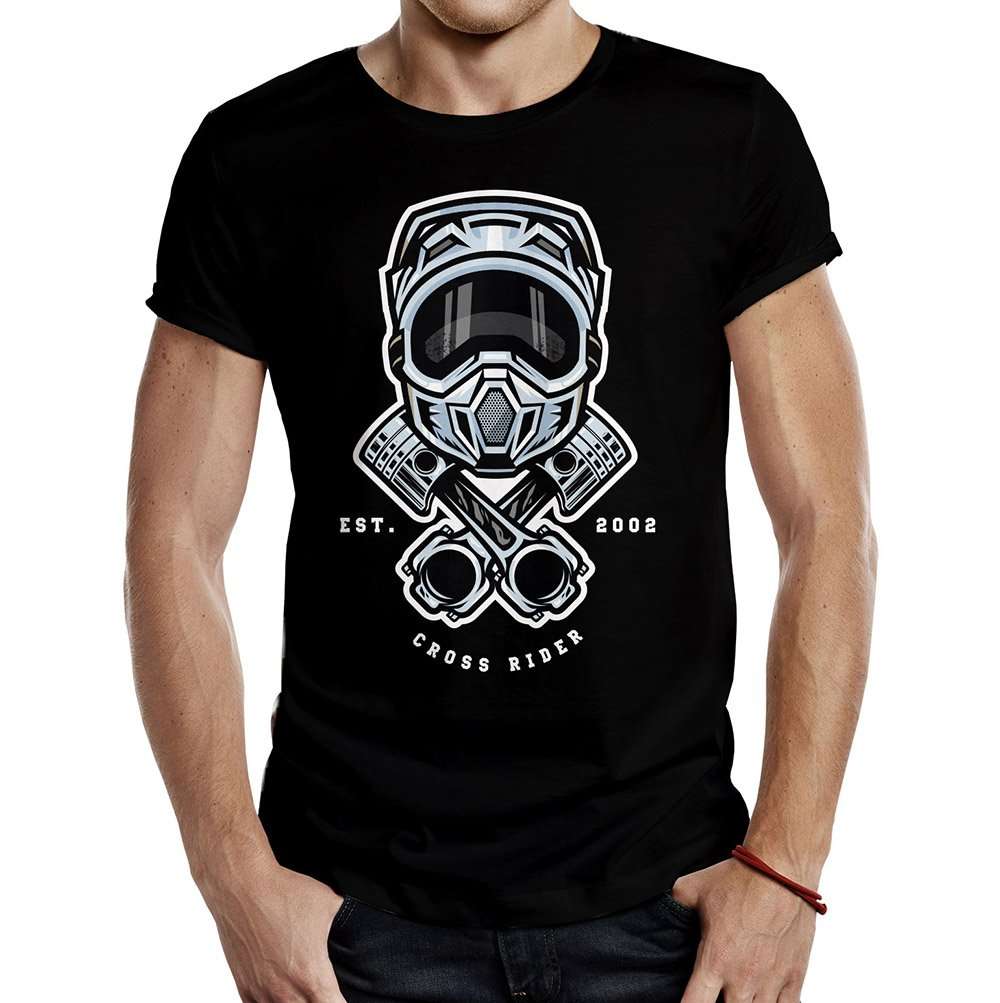 camiseta motocross helmet pistons negra
