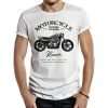 camiseta motorcycle vintage custom runner blanca