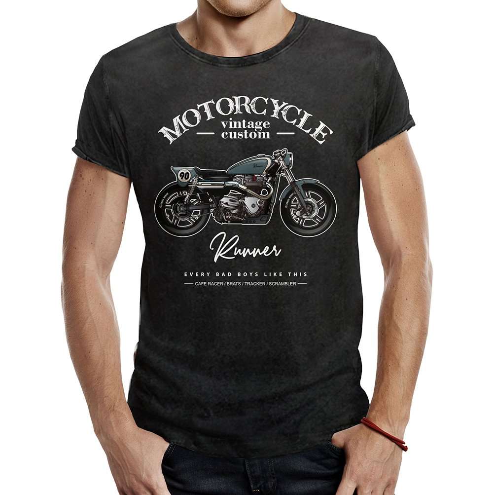camiseta motorcycle vintage custom runner husky