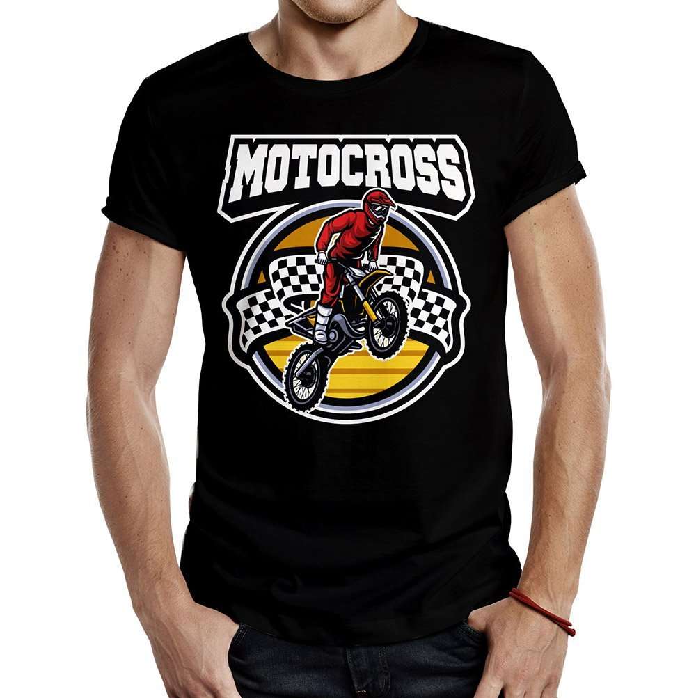 camiseta motrocross racing emblema negra