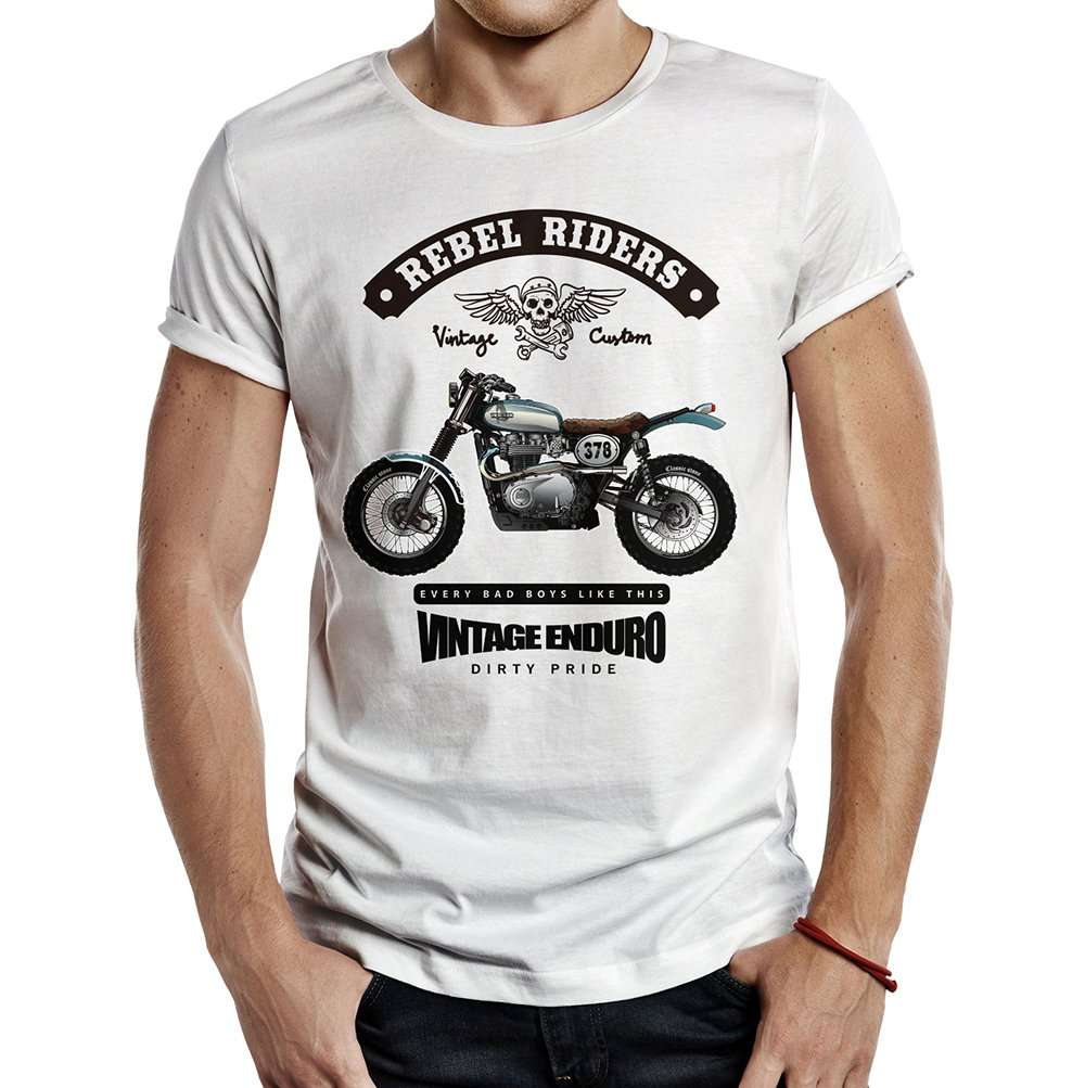 camiseta vintage enduro rebel riders blanca