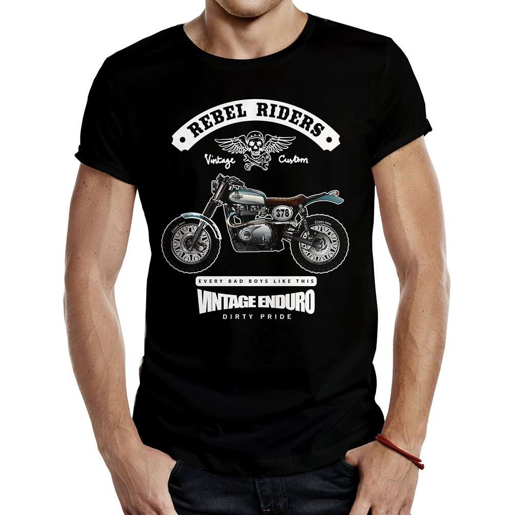 camiseta vintage enduro rebel riders negro