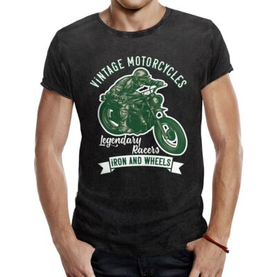 Camiseta Motera vintage iron and wheels