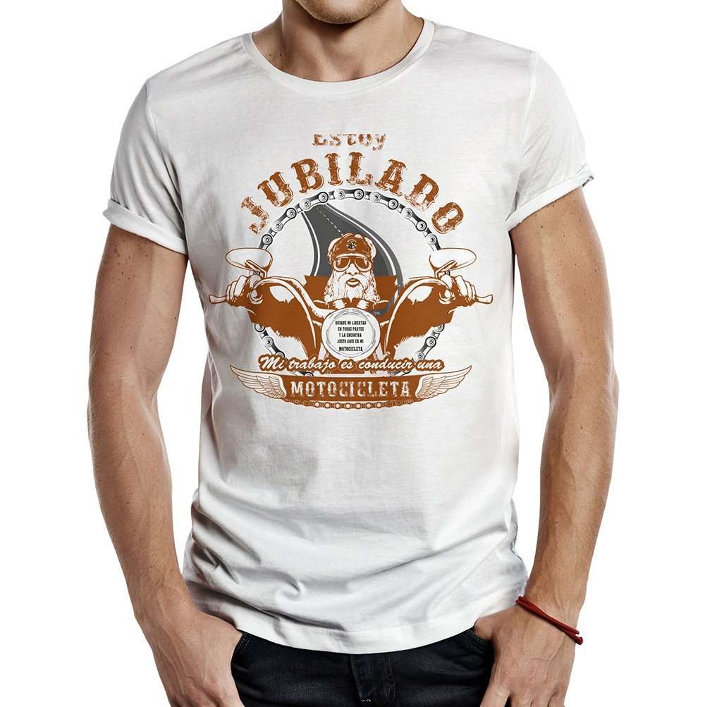 Camiseta motero jubilado V2 blanca 1