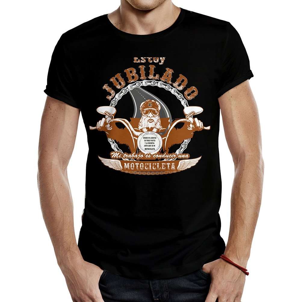Camiseta motero jubilado V2 negra 1