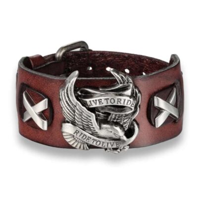PULSERA MOTERA CUSTOM LIVE TO RIDER MARRÓN