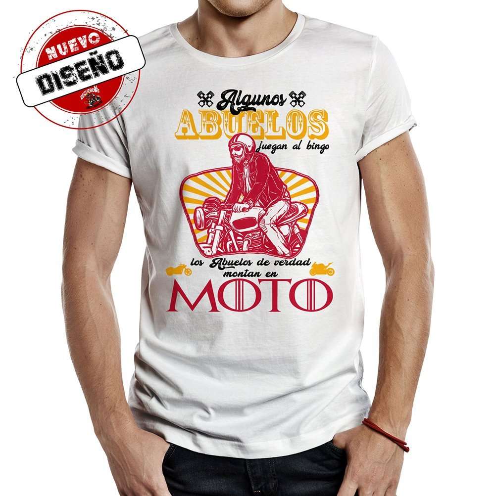 camiseta abuelo motero V2 blanca