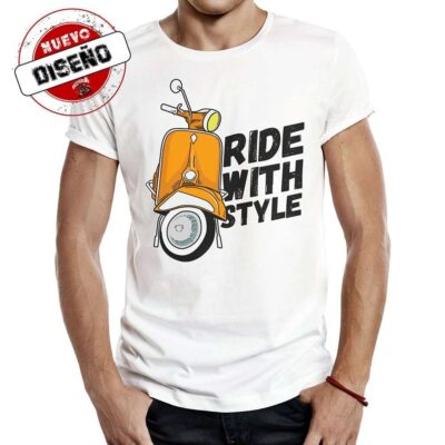 Camiseta motera ride with style (rueda con estilo)