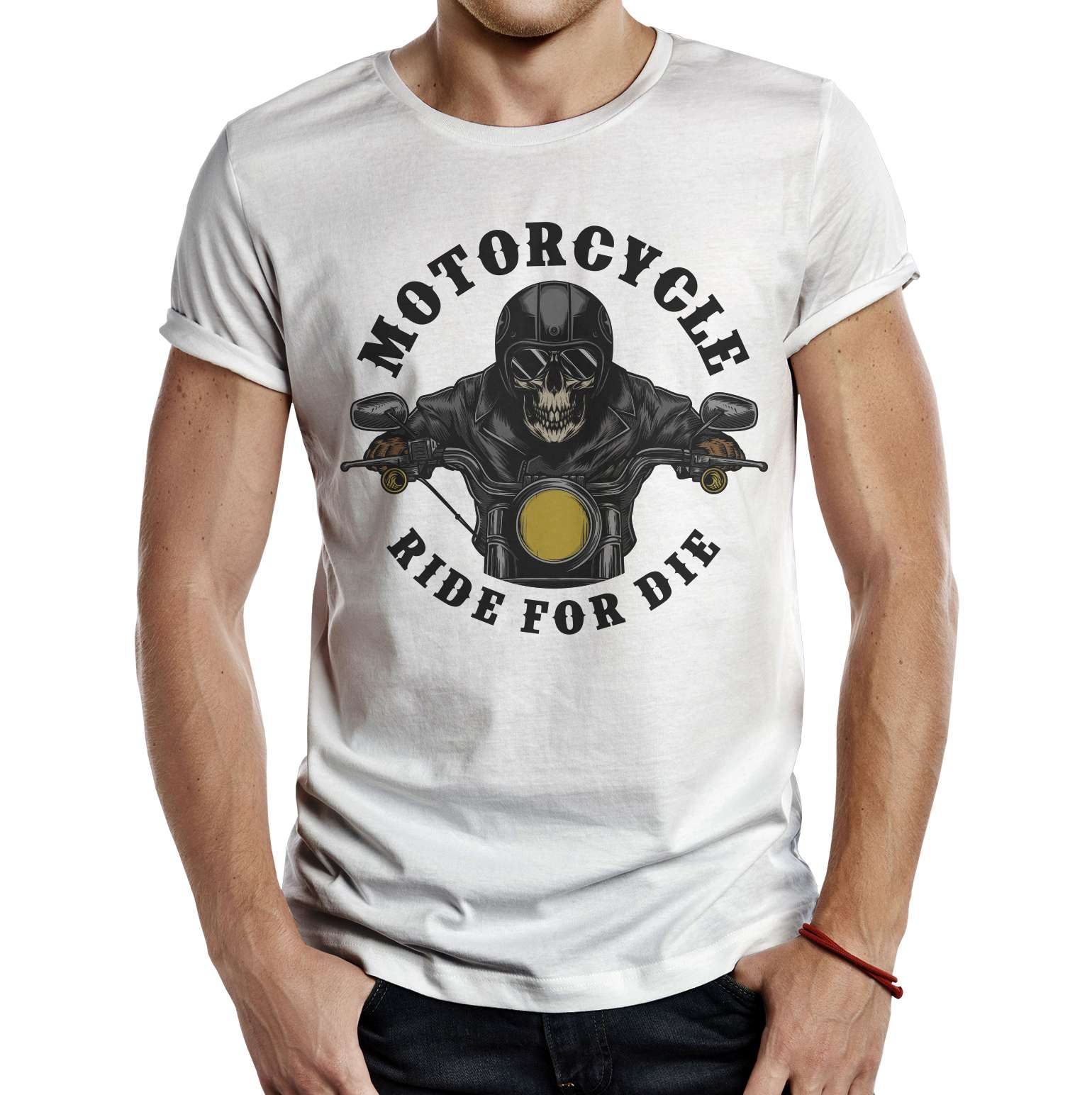 40540580 - man wearing blank t-shirt camiseta ride for die blanca